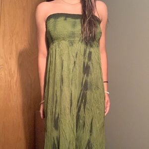 Jaige Strapless Green and Black Maxi Dress